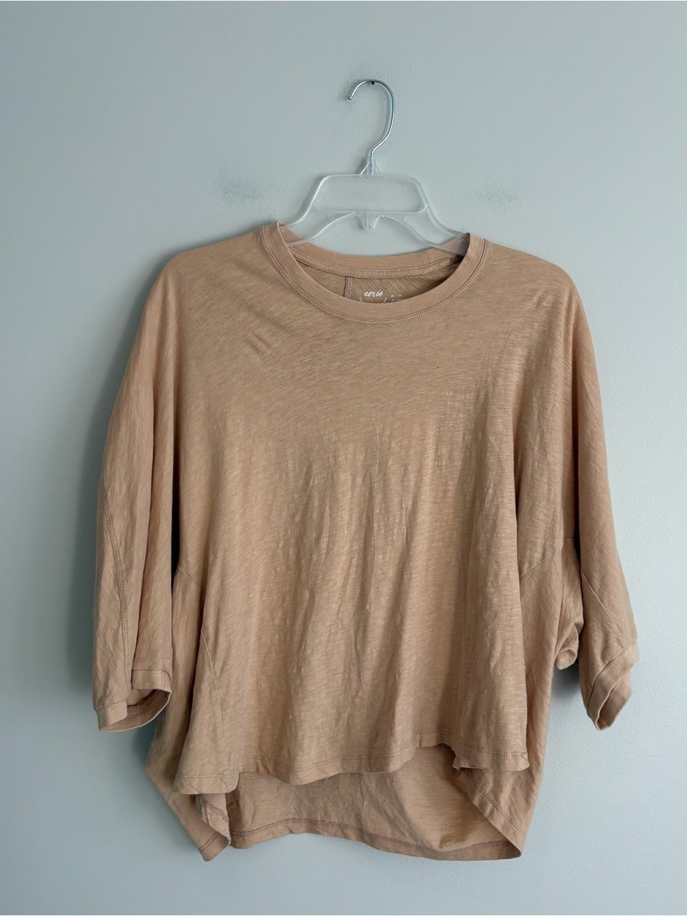 aerie Oversized Boxy Short-Sleeve Tee in Beige Size XS